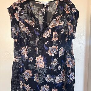 DR2 Black and Pink Floral Blouse